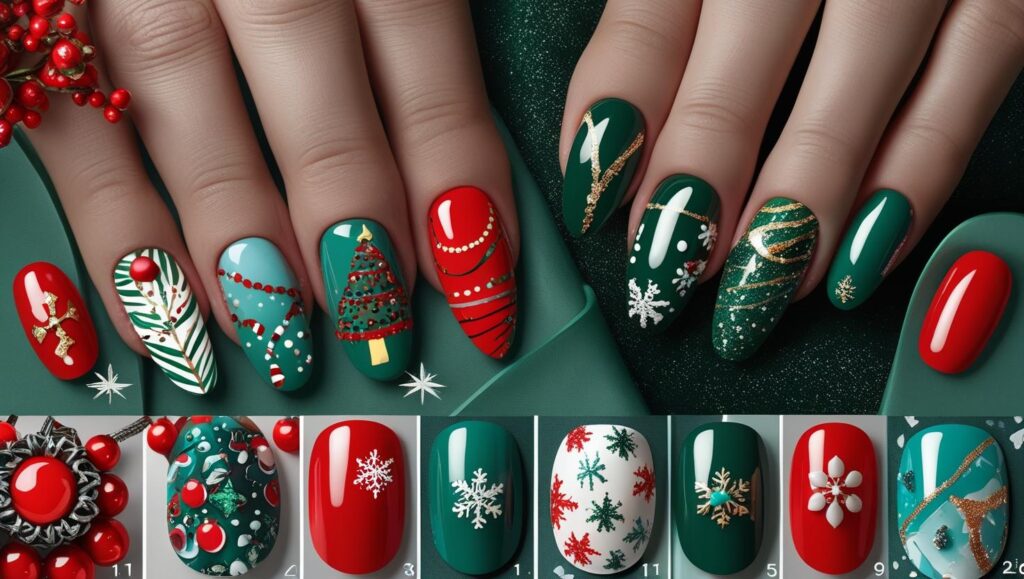 Abstract Christmas Nails