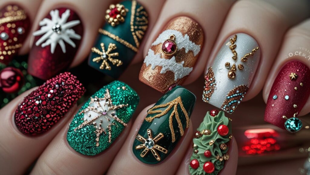 Abstract Christmas Nails